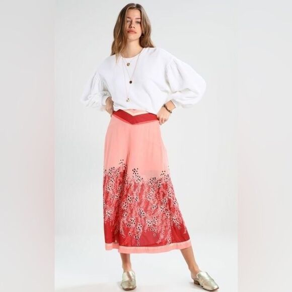 Free People Off The Grid Lightweight Floral Print Culottes Palazzo Pants Size M - Picture 2 of 13